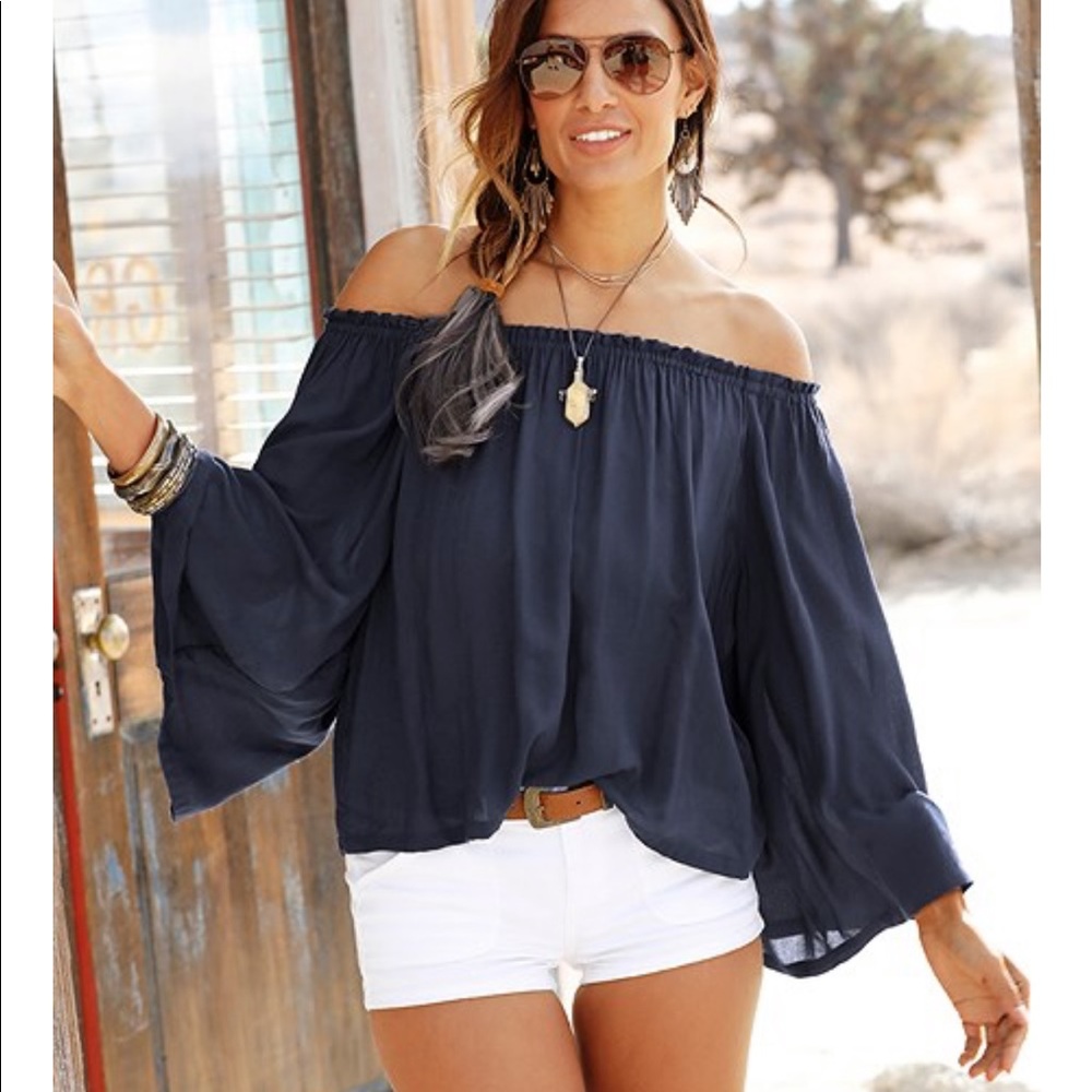 Steele navy off the shoulder top